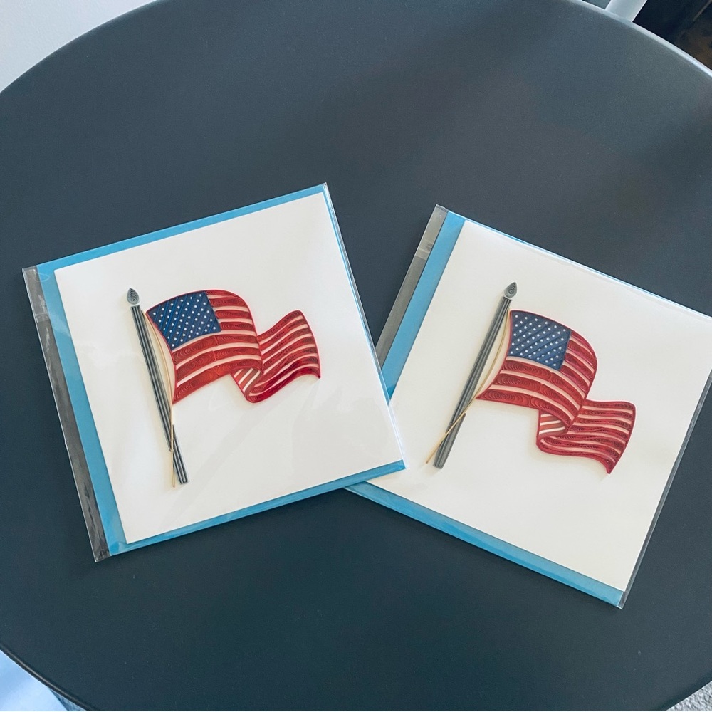 Set of (2) brand new Quilling Cards w/American Flag (these retail for $14 each)